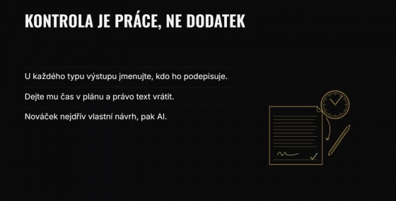 Slide z prezentace Michala Bočvarova o kontrole AI