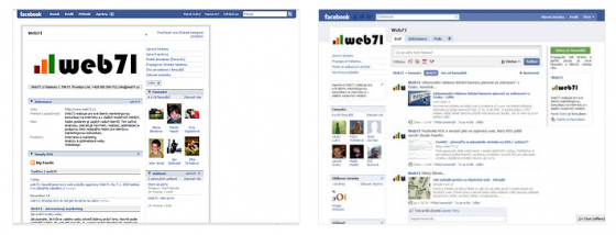 Starý a nový vzhled Facebook Pages