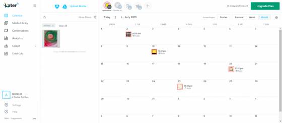 Later - kalendář pro plánování příspěvků na sociální sítě