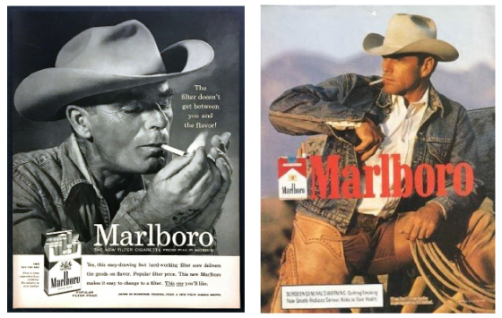 Strategie Marlboro man a Marlboro country se držela značka od padesátých let až téměř dodnes.