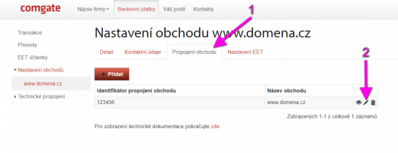 Nastavení platební brány ComGate