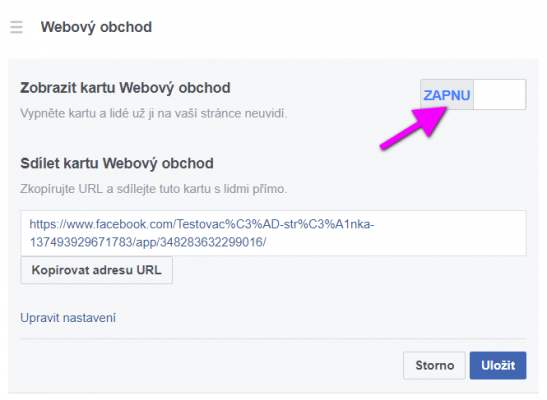 Vypnutí zobrazování karty