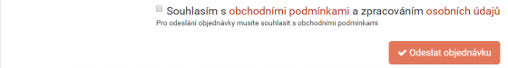 Souhlas se zpracováním osobních údajů na konci objednávky