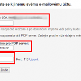 Import 3/4 - zadejte vaše heslo, uživatelské jméno a adresu mail serveru