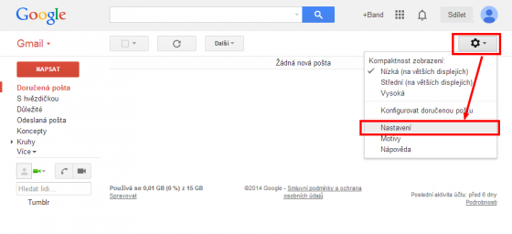 Gmail - Nastavení