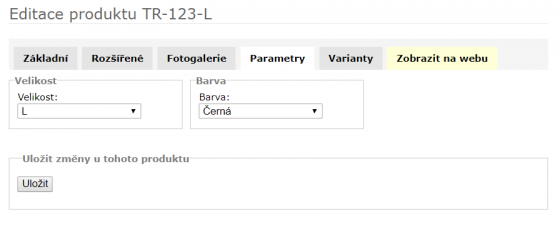 Nastavení parametrů základního produktu