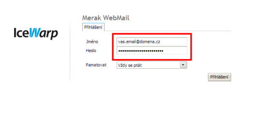 Přihlášení do WebMailu